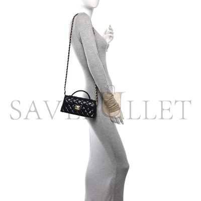 CHANEL MASTER LAMBSKIN QUILTED MINI FLAP TOP HANDLE BAG BLACK AS5354 (20*11*6cm)